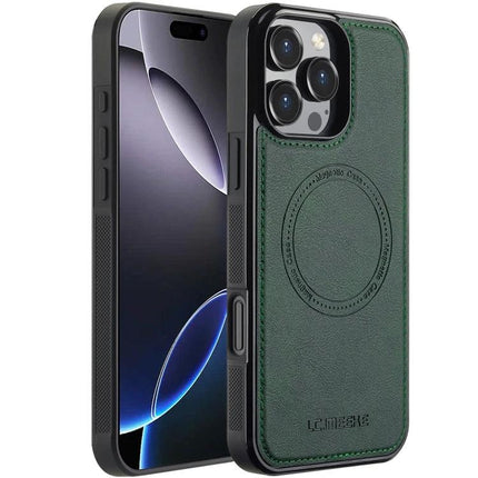 LC IMEEKE iPhone Case For Daily Protection During Commute And Everyday Tasks At Home - green leather-look protective phone case