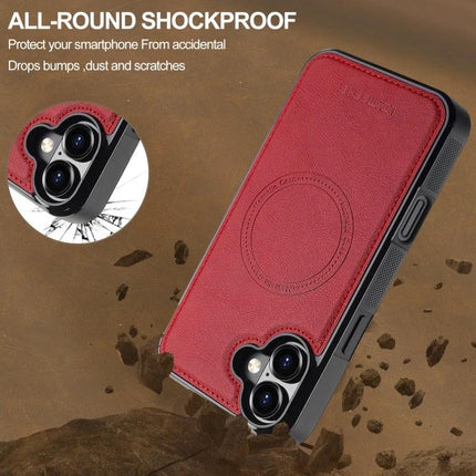 LC.IMEEKE Phone Case for Daily iPhone Protection While Commuting and On the Go Everyday - red PU leather with TPU shockproof shell protecting camera and ports