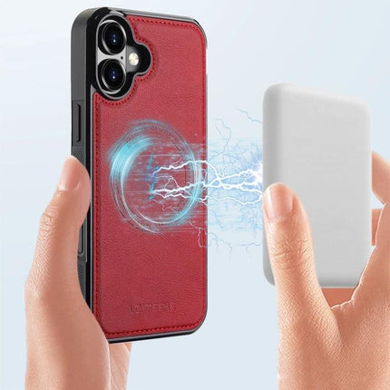 LC.IMEEKE Phone Case for Daily iPhone Protection While Commuting and On the Go Everyday - red PU leather magnetic-compatible protective case