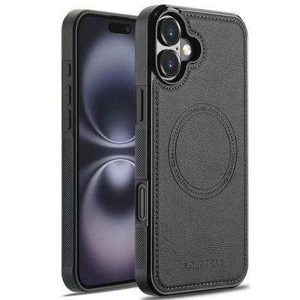 LC.IMEEKE Phone Case for Daily iPhone Protection While Commuting and On the Go Everyday - black PU leather with TPU inner shell, full coverage protection