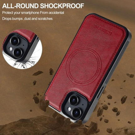 LC.IMEEKE Phone Case for Everyday iPhone Protection - red PU leather dual-layer shockproof iPhone case with TPU shell