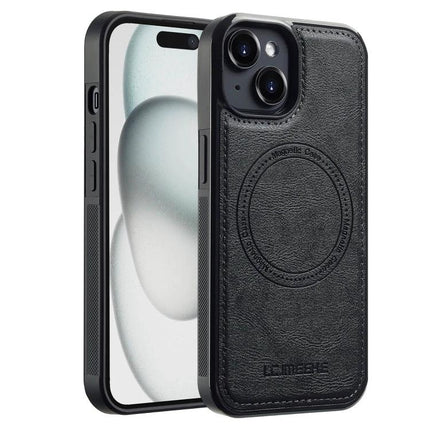 LC.IMEEKE Phone Case for Everyday iPhone Protection - black PU leather dual-layer iPhone case with TPU inner shell, slim everyday protection