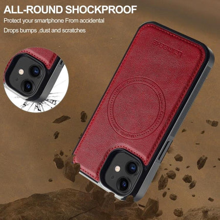 LC.IMEEKE IPhone Case For Everyday Protection And Easy Handling On The Go For Daily Use - red PU leather shockproof iPhone case with TPU shell