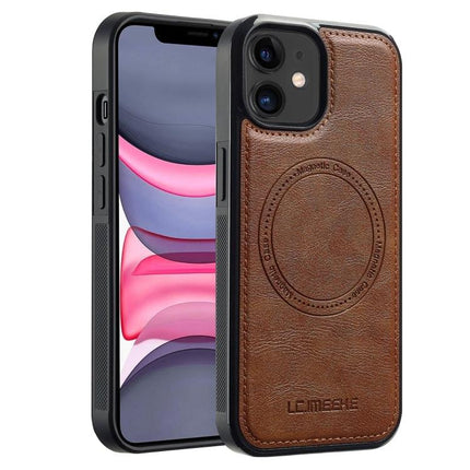 LC.IMEEKE IPhone Case For Everyday Protection And Easy Handling On The Go For Daily Use brown PU leather slim protective case with TPU shell