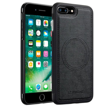 LC.IMEEKE iPhone Case For Daily Protection With PU Leather And TPU - black PU leather exterior with thick TPU shell, drop and scratch protection