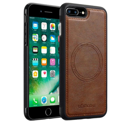 LC.IMEEKE iPhone Case For Daily Protection With PU Leather And TPU brown PU leather back protective case for iPhone with thick TPU shell