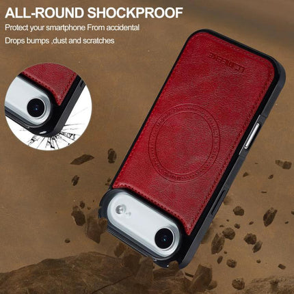 LC IMEEKE iPhone Case For Daily Protection During Commute And Everyday Tasks At Home – red shockproof leather-look protective iPhone case