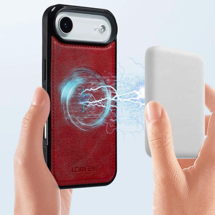 LC IMEEKE iPhone Case For Daily Protection During Commute And Everyday Tasks At Home - red leather wireless charging compatible protective case