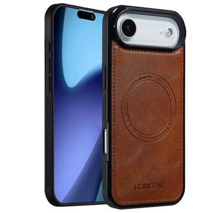 LC IMEEKE iPhone Case For Daily Protection During Commute And Everyday Tasks At Home - brown leather slim protective case with wireless charging support