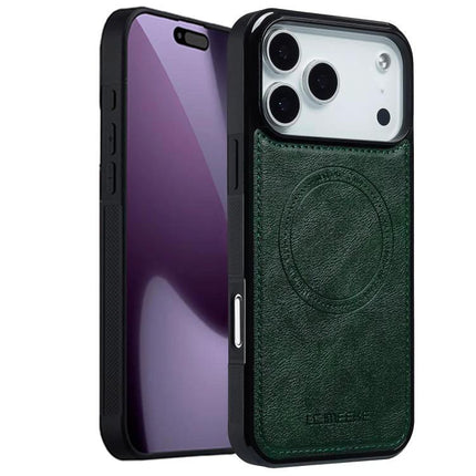 LC.IMEEKE MagSafe Phone Case for Everyday iPhone Protection - green PU leather with MagSafe ring and TPU shell, slim everyday drop and scratch protection
