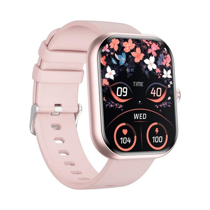 Daily Wrist Companion for Health Monitoring in Daily Life - pink smartwatch showing heart rate, steps, distance and notification reminders
