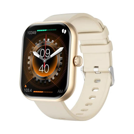 Daily Wrist Companion for Health Monitoring in Daily Life - beige smart watch showing step count, heart rate, and activity tracking on display