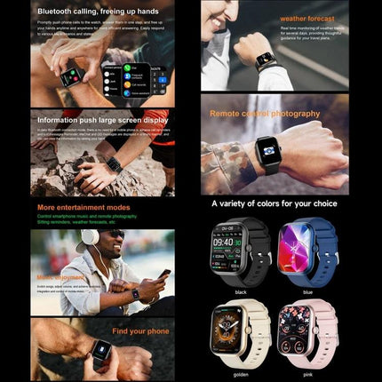 Daily Wrist Companion for Health Monitoring in Daily Life - smart watch showing heart rate, activity tracking, call alerts and multiple color bands
