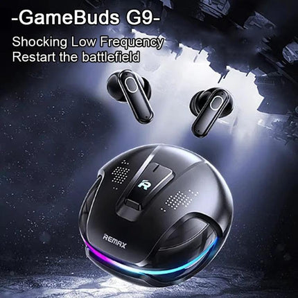 REMAX Wireless Gaming Earbuds With Noise Cancellation For Commuting black GameBuds G9 case earbuds ANC low latency gaming