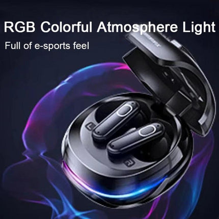 REMAX Wireless Gaming Earbuds With Noise Cancellation For Commuting black RGB charging case with ANC and low-latency game mode