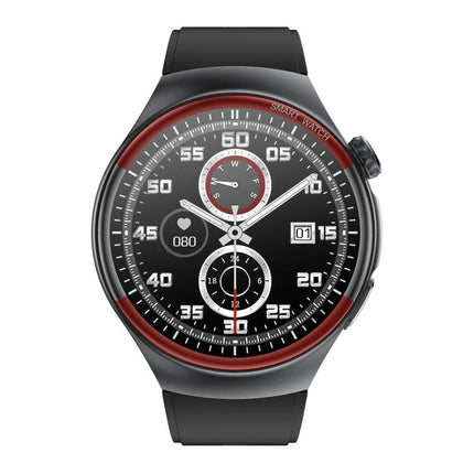 Smart Watch for Everyday Health and Activity Monitoring - black round smartwatch showing heart rate, step and sleep tracking on digital analog-style display