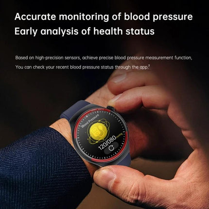 Smart Watch for Everyday Health and Activity Monitoring showing blood pressure and heart rate on wrist display