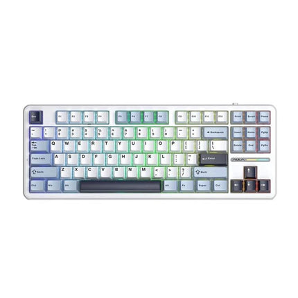 AULA F87 Compact Wireless Mechanical Keyboard with RGB Lighting – white 87‑key gasket‑mount keyboard with Bluetooth 5.0, 2.4G, Type‑C and RGB backlight