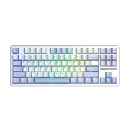 AULA F87 Compact Wireless Mechanical Keyboard with RGB Lighting shown white 87-key gasket structure Bluetooth 5.0 2.4G and Type-C connectivity