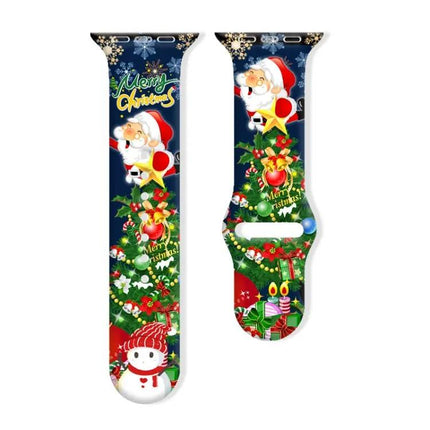 Christmas Silicone Apple Watch Band Reverse Buckle 38mm-42mm