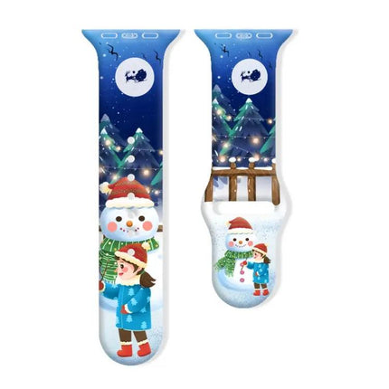 Christmas Silicone Apple Watch Band Reverse Buckle 38mm-42mm