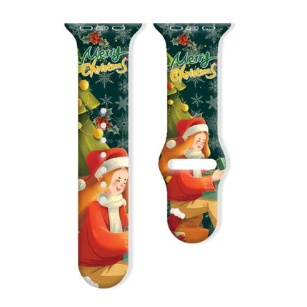 Christmas Silicone Apple Watch Band Reverse Buckle 38mm-42mm