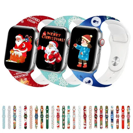 Christmas Silicone Apple Watch Band Reverse Buckle 38mm-42mm