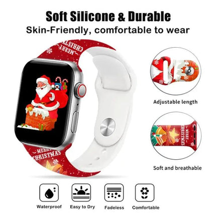 Christmas Silicone Apple Watch Band Reverse Buckle 38mm-42mm