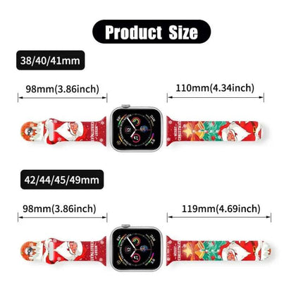 Christmas Silicone Apple Watch Band Reverse Buckle 38mm-42mm