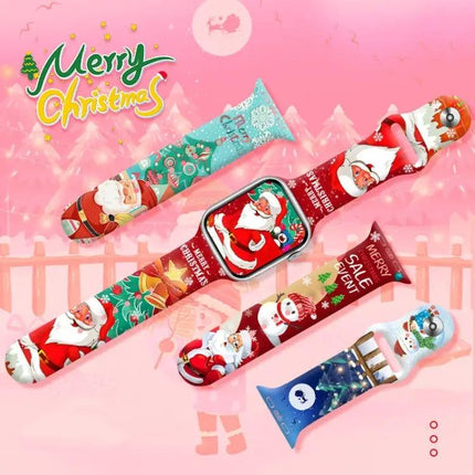 Christmas Silicone Apple Watch Band Reverse Buckle 41/44mm | Syndmart