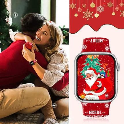Christmas Silicone Apple Watch Band Reverse Buckle 38mm-42mm