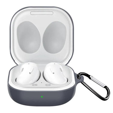 Samsung Galaxy Buds Live Case for Everyday Protection on the Go gray dust-proof cover with hook and earbuds inside