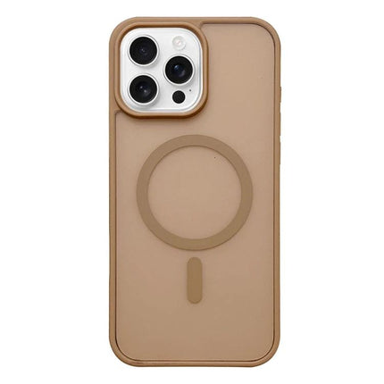 Essential Protective Case for Daily iPhone Handling and Travel - slim tan acrylic TPU case with MagSafe ring for commuters and travelers