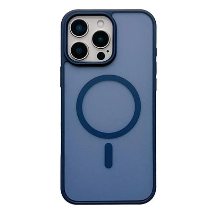 Frosted MagSafe Case For iPhone 14 in slim blue frosted acrylic TPU with MagSafe ring, slim profile and durable everyday protection