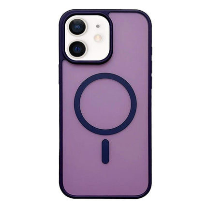Frosted iPhone Case For Everyday Protection in purple acrylic-TPU blend with raised edges, camera protection and MagSafe ring