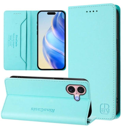 Leather Phone Case With Card Slots For Everyday Carry - aqua PU folio with card pockets and TPU phone shell
