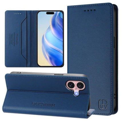 Leather Phone Case With Card Slots For Everyday Carry in blue PU leather wallet style with card pockets and kickstand
