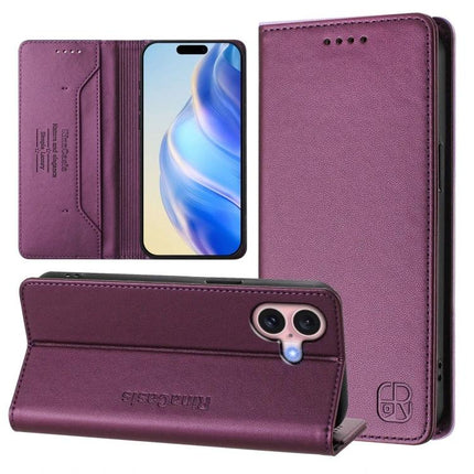 Leather Phone Case With Card Slots For Everyday Carry - purple PU leather wallet case with card slots, stand feature, and TPU phone shell