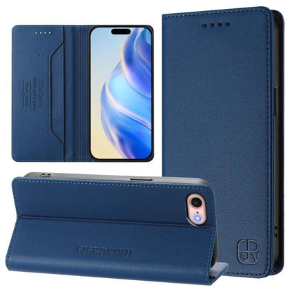 Leather Phone Case With Built In Card Slots - blue PU folio case with built-in card slots, TPU lining and kickstand