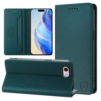 Leather Phone Case With Built In Card Slots in teal PU wallet style with three card slots and kickstand