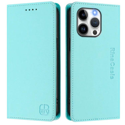 Leather Case For iPhone Everyday Carry Keeps Essentials Organized On The Go Lightweight - turquoise wallet folio for iPhone 13 with card slots