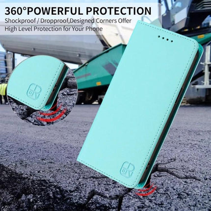 Leather Case For iPhone Everyday Carry Keeps Essentials Organized On The Go Lightweight - mint PU wallet-style iPhone 13 case with card slots and drop protection
