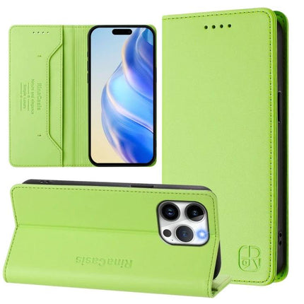 Leather Case For iPhone Everyday Carry Keeps Essentials Organized On The Go Lightweight - green wallet-style PU TPU folio for iPhone 13 with card slots