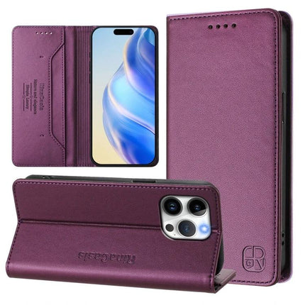 Leather Case For iPhone Everyday Carry Keeps Essentials Organized On The Go Lightweight - purple wallet folio with card slots and kickstand