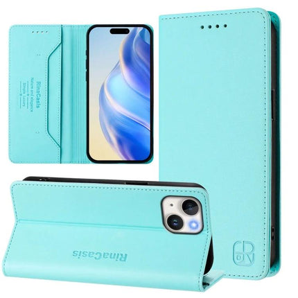Leather Case For iPhone Everyday Carry Keeps Essentials Organized On The Go Lightweight - turquoise wallet-style iPhone 13 case with card slots