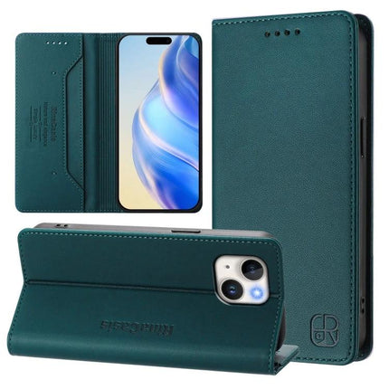 Leather Case For iPhone Everyday Carry Keeps Essentials Organized On The Go Lightweight teal wallet-style PU case for iPhone 13 with card slots and stand