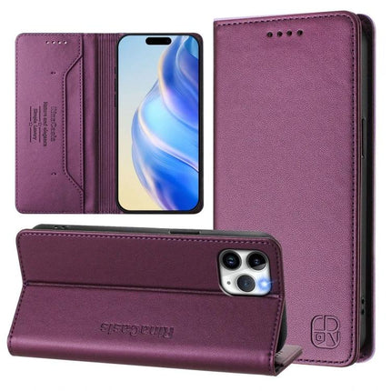 Leather Phone Case With Card Slot For Everyday Use in purple PU leather wallet style with card slots, cash pocket and phone stand function