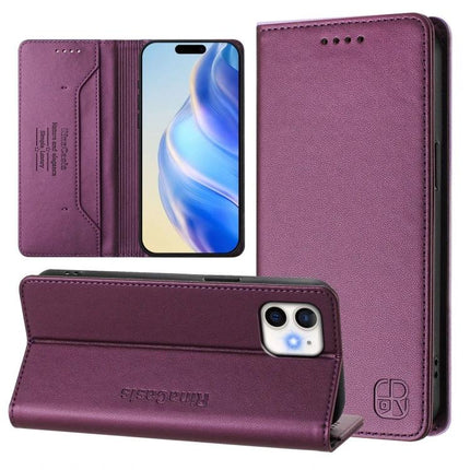 Leather Phone Case With Card Slot For Everyday Use in purple PU leather wallet case with card and cash slots, stand function