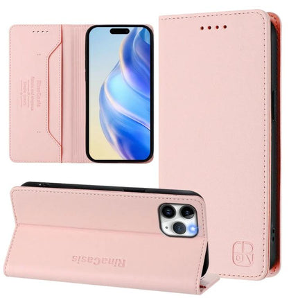 Leather Phone Case With Card Slot For Everyday Use in blush pink PU leather with card slots and kickstand