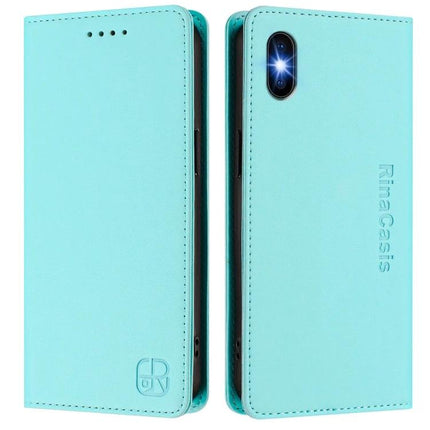 Leather Phone Case With Card And Cash Storage For Everyday Carry And Quick Access - mint teal folio with stand and card slots